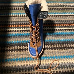 Denim and suede ankle boots